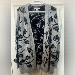 Loft Grey And Navy Tulip Cardigan